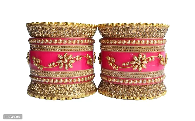 Stylish Fancy Pink Plastic Beads Bangle-Style Chuda Set For Women-thumb3