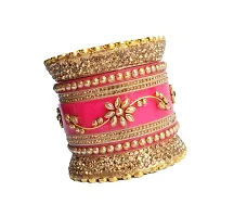 Stylish Fancy Pink Plastic Beads Bangle-Style Chuda Set For Women-thumb3