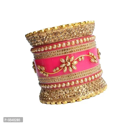 Stylish Fancy Pink Plastic Beads Bangle-Style Chuda Set For Women-thumb4