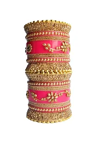 Stylish Fancy Pink Plastic Beads Bangle-Style Chuda Set For Women-thumb1