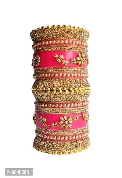 Stylish Fancy Pink Plastic Beads Bangle-Style Chuda Set For Women-thumb2