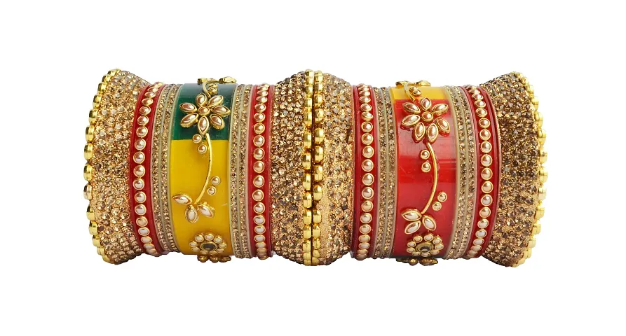 Stylish Fancy Plastic Beads Bangle-Style Chuda Set For Women