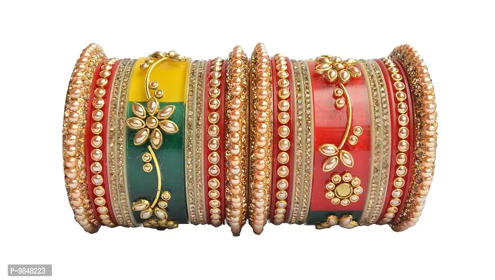 Stylish Fancy Multicoloured Plastic Beads Bangle-Style Chuda Set For Women