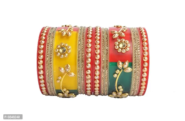 Stylish Fancy Multicoloured Plastic Beads Bangle-Style Chuda Set For Women