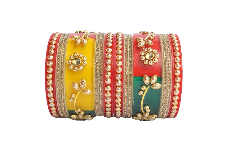 Stylish Fancy Plastic Beads Bangle-Style Chuda Set For Women