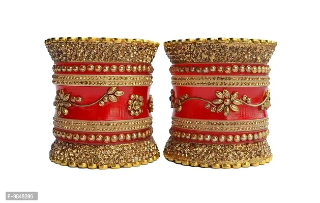 Stylish Fancy Red Plastic Beads Bangle-Style Chuda Set For Women-thumb3