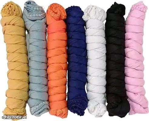Cotton Blend Solid Dupatta For Women Pack Of 7