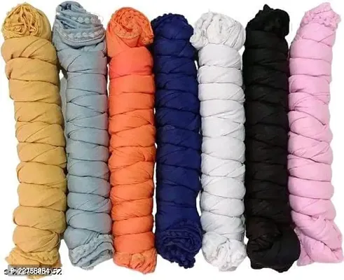 Cotton Blend Solid Dupatta For Women Pack Of 7-thumb0