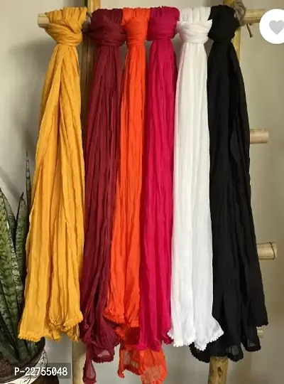 Cotton Blend Solid Dupatta For Women Pack Of 6-thumb0