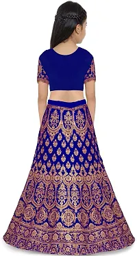 VANSH CREATION Girl's Silk semi stitched lehenga choli (5-6 Years, Dark Blue)-thumb1