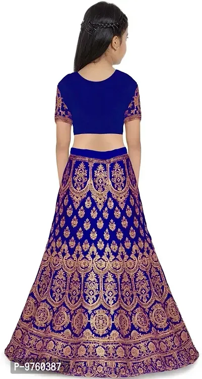 VANSH CREATION Girl's Silk semi stitched lehenga choli (5-6 Years, Dark Blue)-thumb2