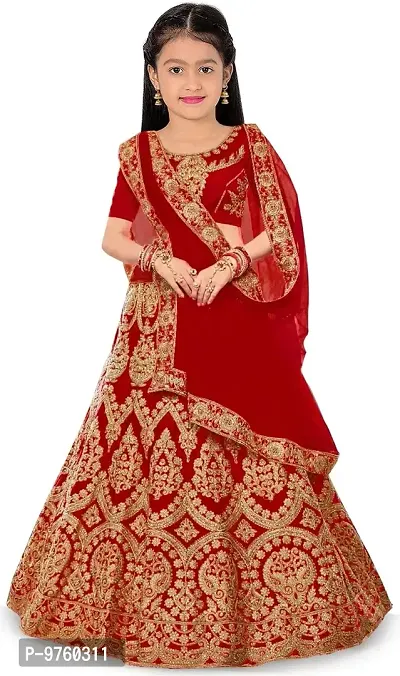 VANSH CREATION Girl's taffeta satin semi stitched lehenga choli (size: 4-15 years, 5 colours Khanak Special)