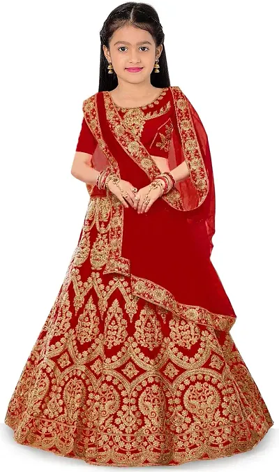 Alluring Net Embellished Lehenga Cholis For Girls