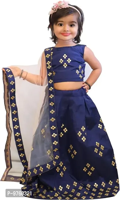 VANSH CREATION Latest Lehenga Choli for Baby Girls 2-5Year With Stitched (4-5 Years, Dark Blue)-thumb0