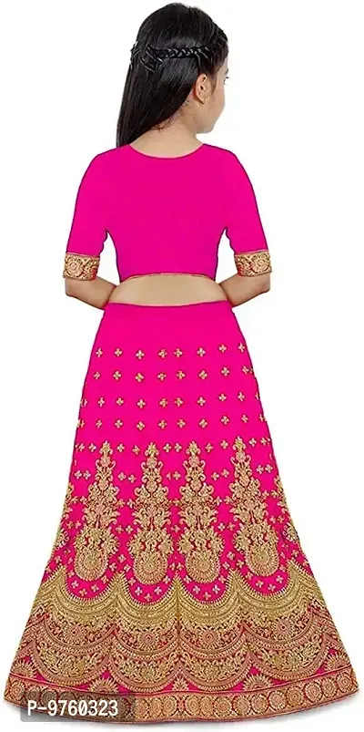 VANSH CREATION Girl's taffeta satin semi stitched lehenga choli (size: 4-15 years, 5 colours) (6-7 Years, Pink)-thumb2