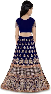 VANSH CREATION Girl's taffeta satin semi stitched lehenga choli (size: 4-15 years, 5 colours Baby) (8-9 Years, Blue)-thumb1