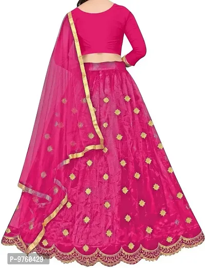 VANSH CREATION Girl's Taffeta Silk Semistitched lehenga choli (4-5 Years, Dark Pink)-thumb2