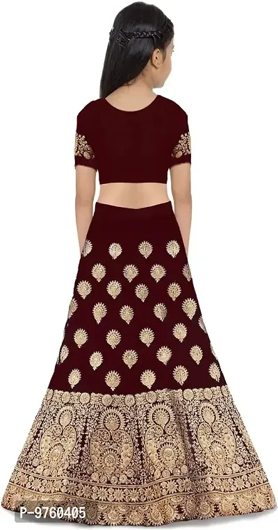 Girls Taffeta Satin Semi Stitched Lehenga Choli-thumb2