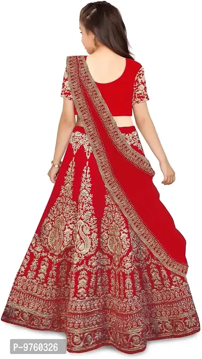 VANSH CREATION Girl's Taffeta Silk Semi-stitched lehenga choli | Multicolor lehenga (4-15 yrs) girls lehenga choli (4-5 Years, Red)-thumb2