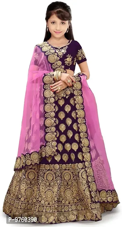 VANSH CREATION Girl's taffeta satin semi stitched lehenga choli (size: 4-15 years, 3 colours Heart Special)