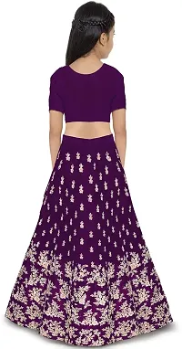 VANSH CREATION Girl's taffeta satin semi stitched lehenga choli (size: 4-15 years, 3 colours Doll Special) (3-4 Years, Purple)-thumb1