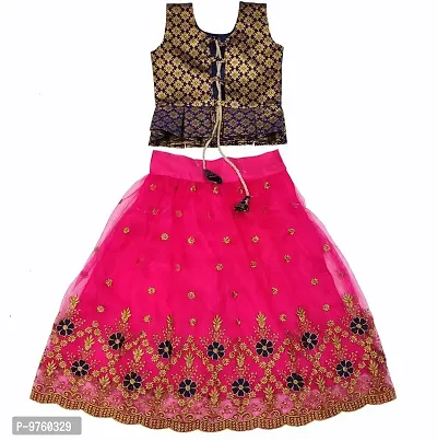 VANSH CREATION Girl's Silk Readymade lehenga choli | Multicolor lehenga (2-15 yrs) girls lehenga? (14-15 Years, Dark Pink)-thumb2