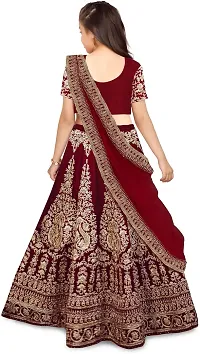 VANSH CREATION Girl's Taffeta Silk Semi-stitched lehenga choli | Multicolor lehenga (4-15 yrs) girls lehenga choli (12-13 Years, Maroon)-thumb1