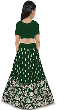 VANSH CREATION Girl's taffeta satin semi stitched lehenga choli (size: 4-15 years, 5 colours Doll Special) (11-12 Years, Green)-thumb1