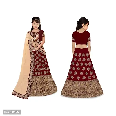 Girls Taffeta Satin Semi Stitched Lehenga Choli-thumb3