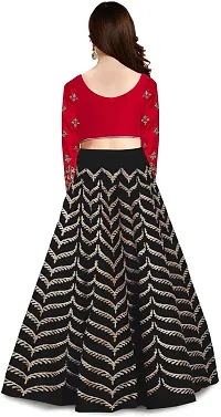 VANSH CREATION Girl's Silk Semi-stitched lehenga choli (4-15 yrs) girls lehenga (12-13 Years, Black)-thumb1