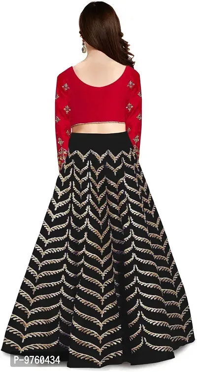 VANSH CREATION Girl's Silk Semi-stitched lehenga choli (4-15 yrs) girls lehenga (12-13 Years, Black)-thumb2