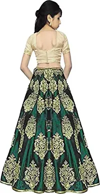 Green Semi Stitched Silk Embroidered Lehenga Cholis-thumb1