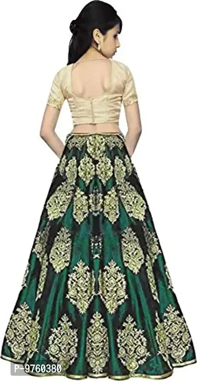 Green Semi Stitched Silk Embroidered Lehenga Cholis-thumb2