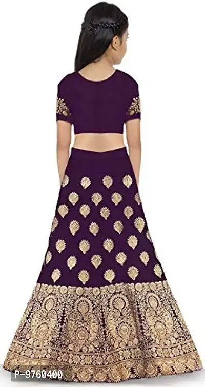 VANSH CREATION Girl's taffeta satin semi stitched lehenga choli (size: 4-15 years, 4 colours) (11-12 Years, Purple)-thumb2