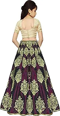 VANSH CREATION Girl's taffeta satin semi stitched lehenga choli (size: 4-15 years Two colours) (11-12 Years, Purple)-thumb1