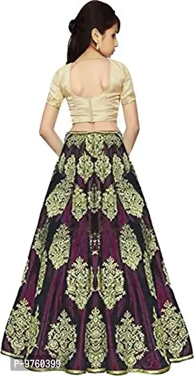 VANSH CREATION Girl's taffeta satin semi stitched lehenga choli (size: 4-15 years Two colours) (11-12 Years, Purple)-thumb2