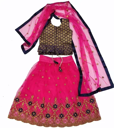 VANSH CREATION Girl's Silk Readymade lehenga choli | Multicolor lehenga (2-15 yrs) girls lehenga? (14-15 Years, Dark Pink)