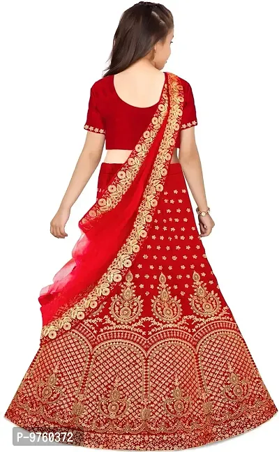 VANSH CREATION Girl's Silk semi stitched New lehenga choli (5-6 Years, Red)-thumb2