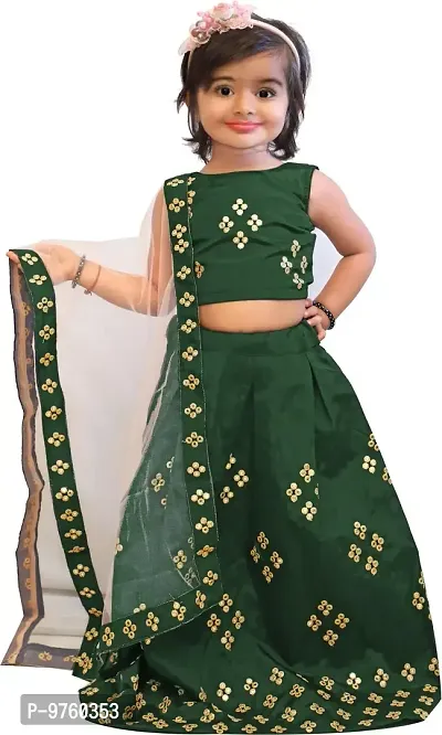 VANSH CREATION Latest Lehenga Choli for Baby Girls 2-5Year With Stitched (3-4 Years, Green)