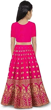 VANSH CREATION Girl's taffeta satin semi stitched lehenga choli (size: 4-15 years, 3 colours Pink Special) (5-6 Years)-thumb1