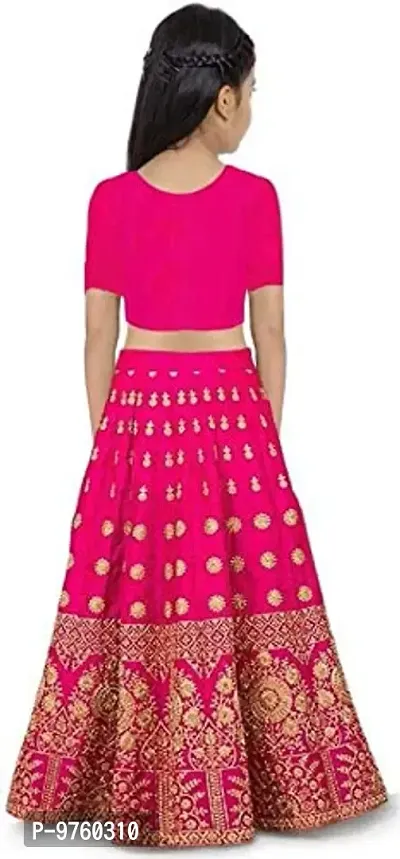 VANSH CREATION Girl's taffeta satin semi stitched lehenga choli (size: 4-15 years, 3 colours Pink Special) (5-6 Years)-thumb2