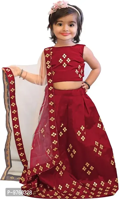 VANSH CREATION Latest Lehenga Choli for Baby Girls 2-5Year With Stitched (3-4 Years, Maroon)