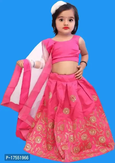 Kids Lehenga Choli Duptta Set-thumb0