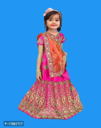 Kids Lehenga Choli Duptta Set-thumb0