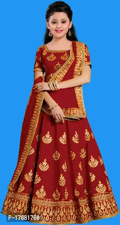 Kids Lehenga Choli Duptta Set-thumb0