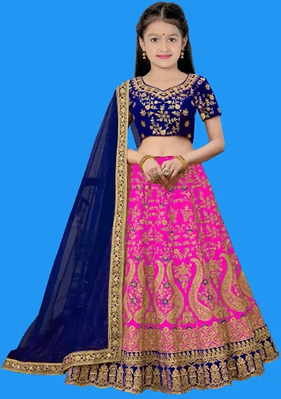 PRIYANS FASHION KIDS SEMI STITCHED HEAVY EMBROIDERED GHAGHRA CHOLI FOR GIRL'S