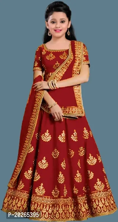 Kids Lehenga Choli Duptta Set-thumb0