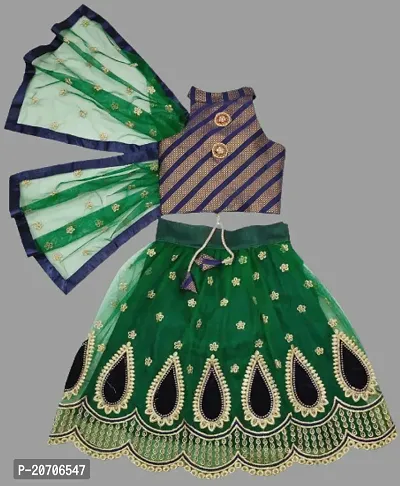 Kids Lehenga Choli Duptta Set-thumb0