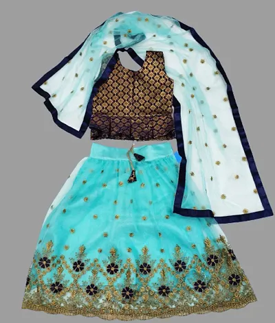 VANSH CREATION Girl's Silk Readymade lehenga choli | Multicolor girls lehenga