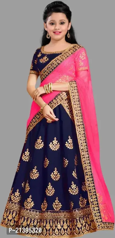 Kids Lehenga Choli Duptta Set-thumb0